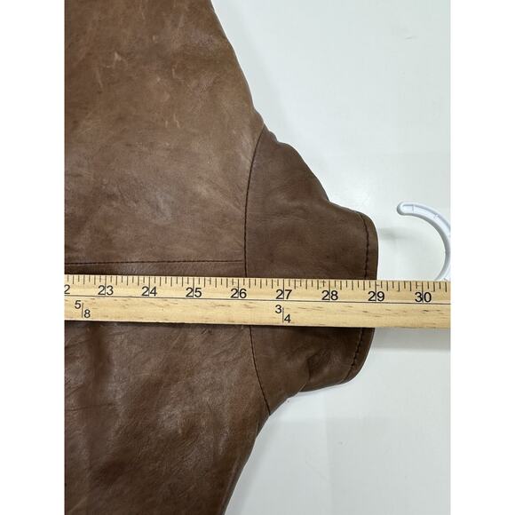 Eddie Bauer Mens Bomber Jacket Size Large Brown Genuine Lamb Leather Zip Up VTG - Picture 14 of 15